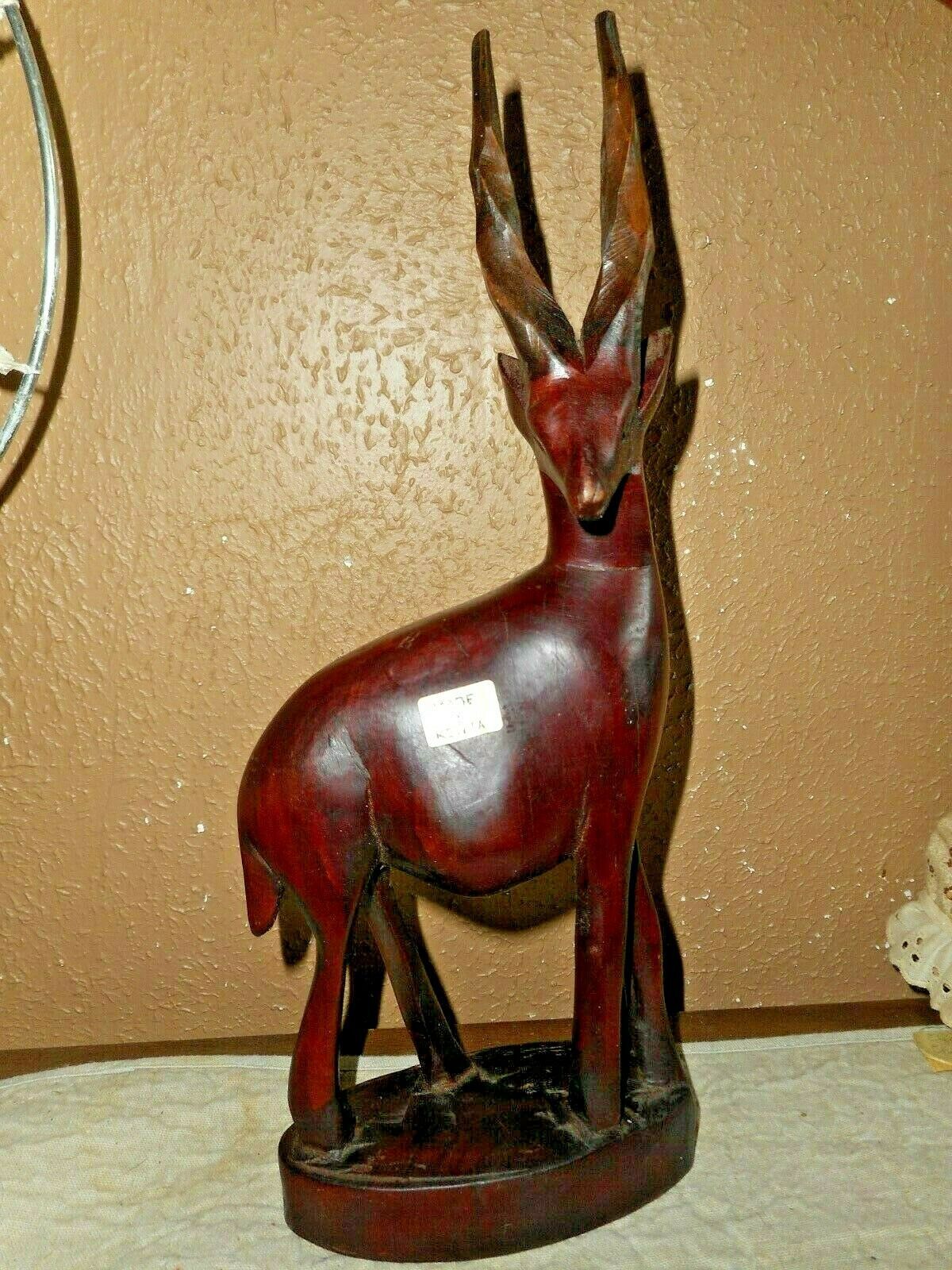 Besmo Hand Carved Wooden Antelope Gazelle Deer Made In KENYA 1960 NOS