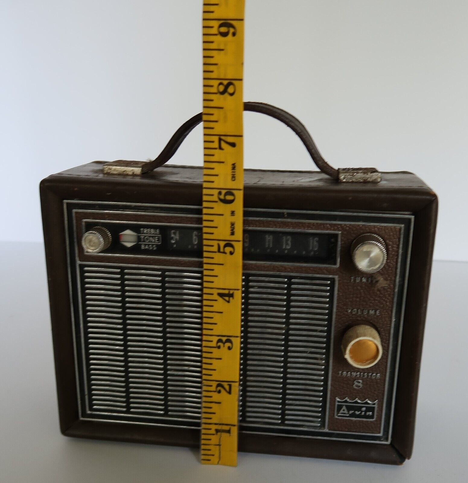 Vintage Arvin Transistor Lunch Box Radio Model Brown Leather Parts Or