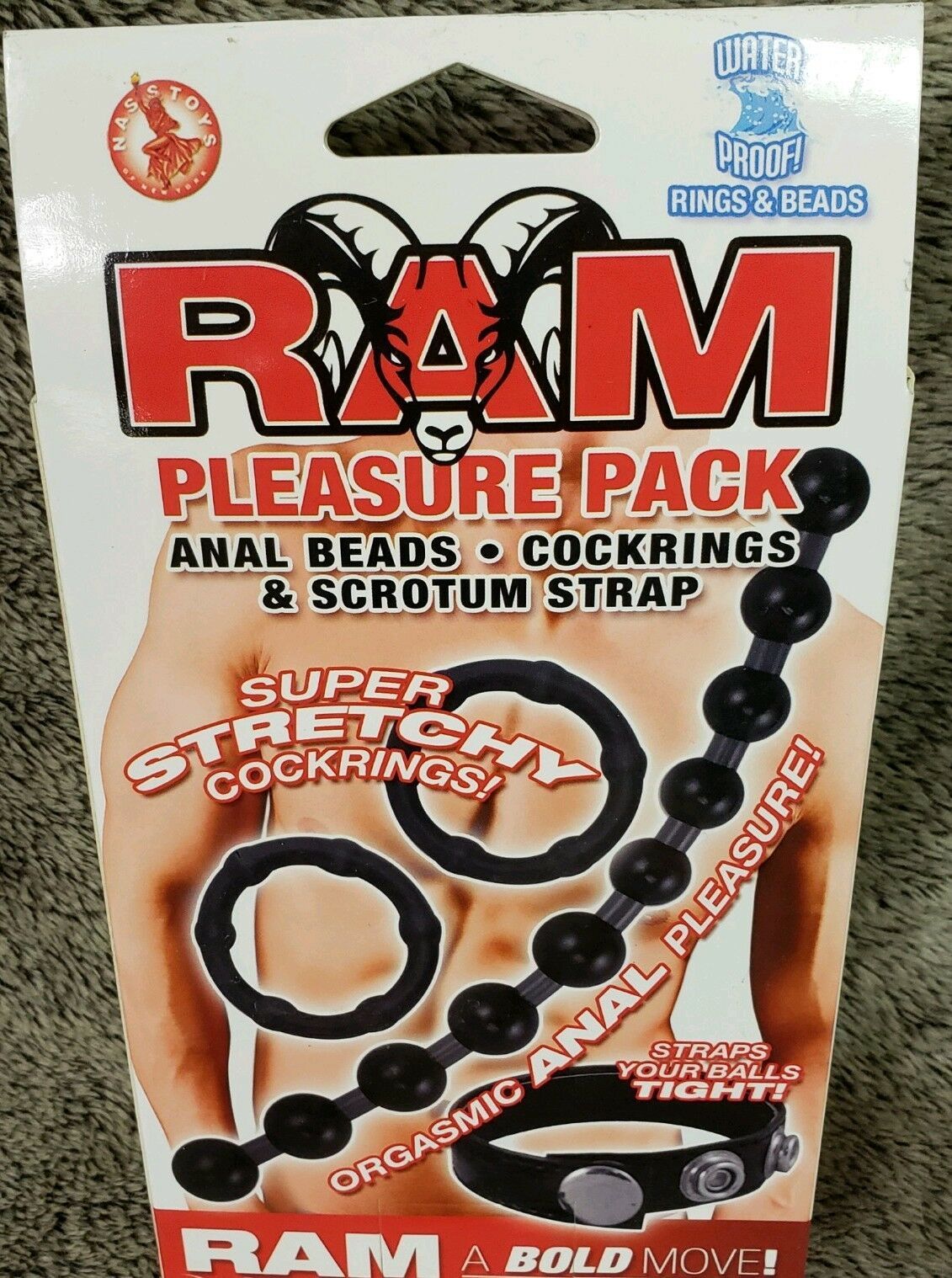 Pc Ram Pleasure Pack Black Anal Beads Cockrings Scrotum Strap