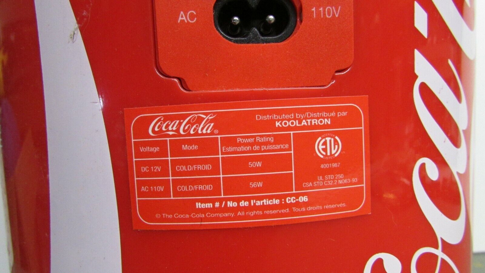 Coca Cola Exclusive Portable 12 Can Thermoelectric Mini Fridge Cooler