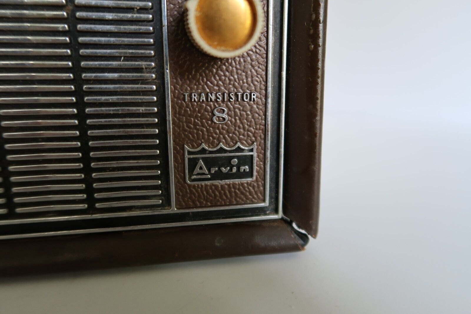 Vintage Arvin Transistor Lunch Box Radio Model Brown Leather Parts Or