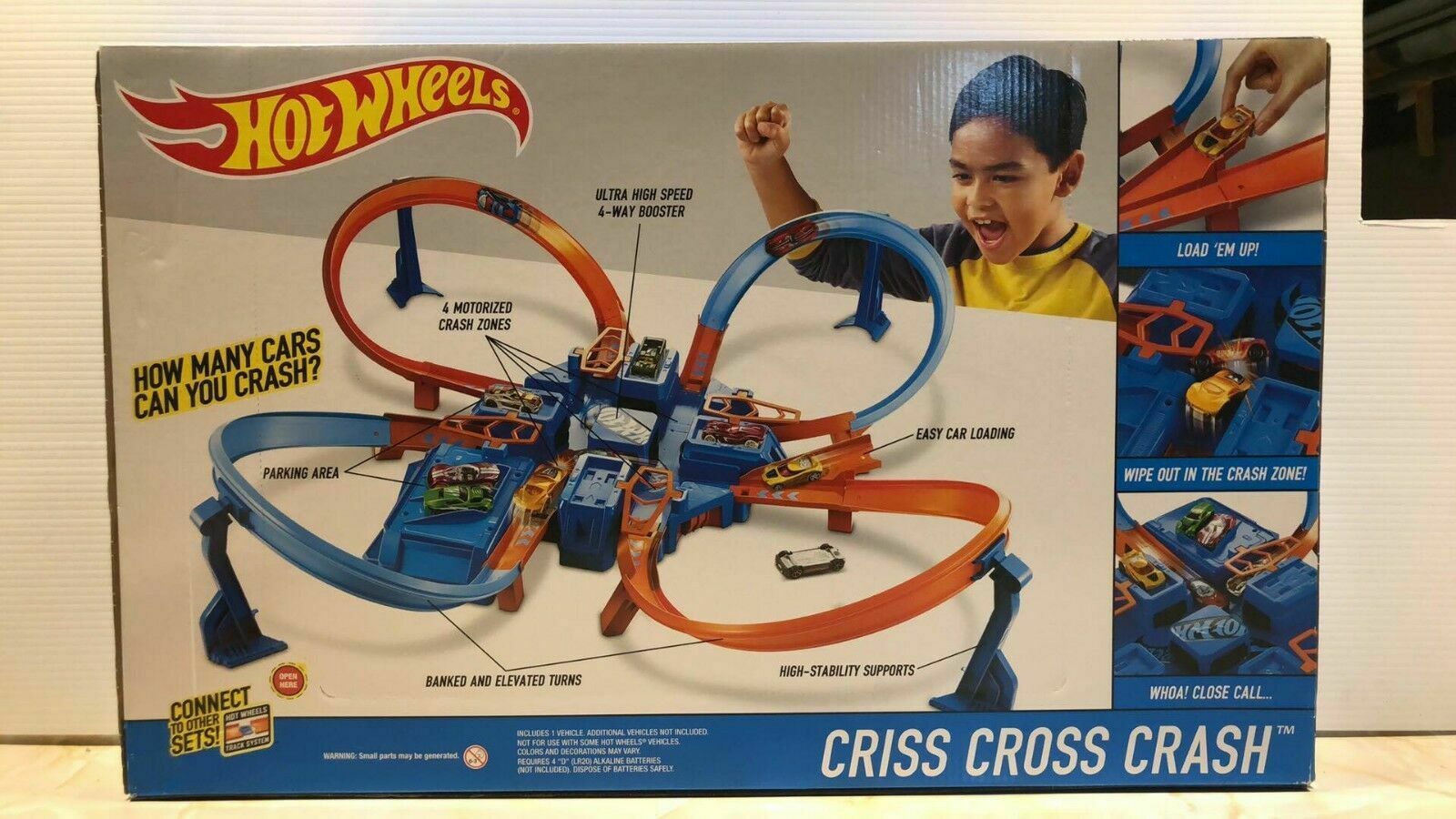 Hot Wheels Criss Cross Crash Track Set With Intersections Turns Boosters Racing Play Sets