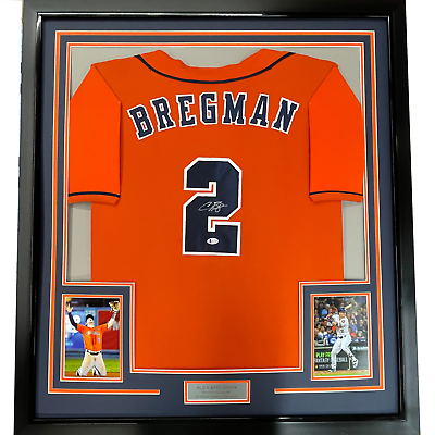 Framed Autographed Signed Alex Bregman 33x42 Houston Orange Jersey BAS