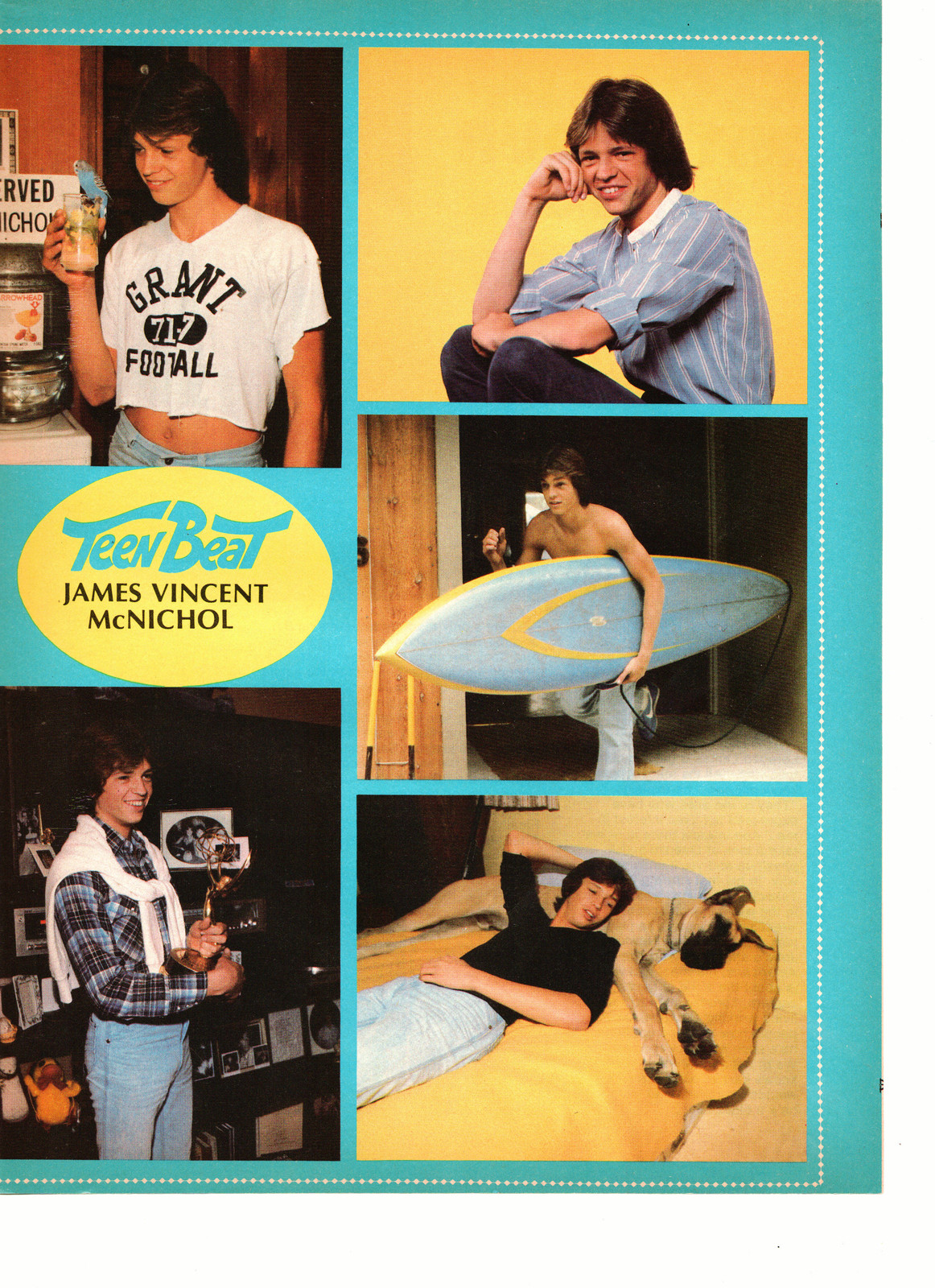 Jimmy Mcnichol Teen Magazine Pinup Clipping Shirtless Surfboard On Bed