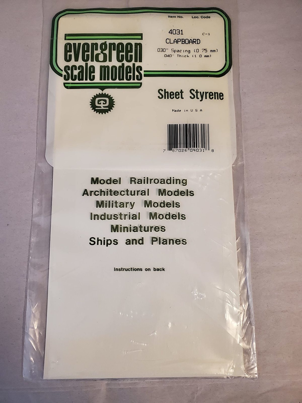 Evergreen Scale Models Siding Clapboard Other