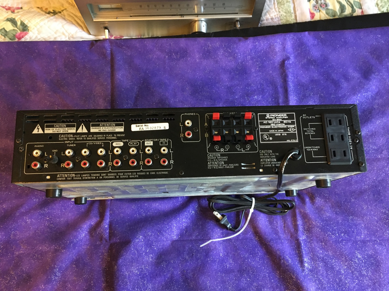 Vintage Pioneer Sa Amplifier Tx Am Fm Digital Synthesizer