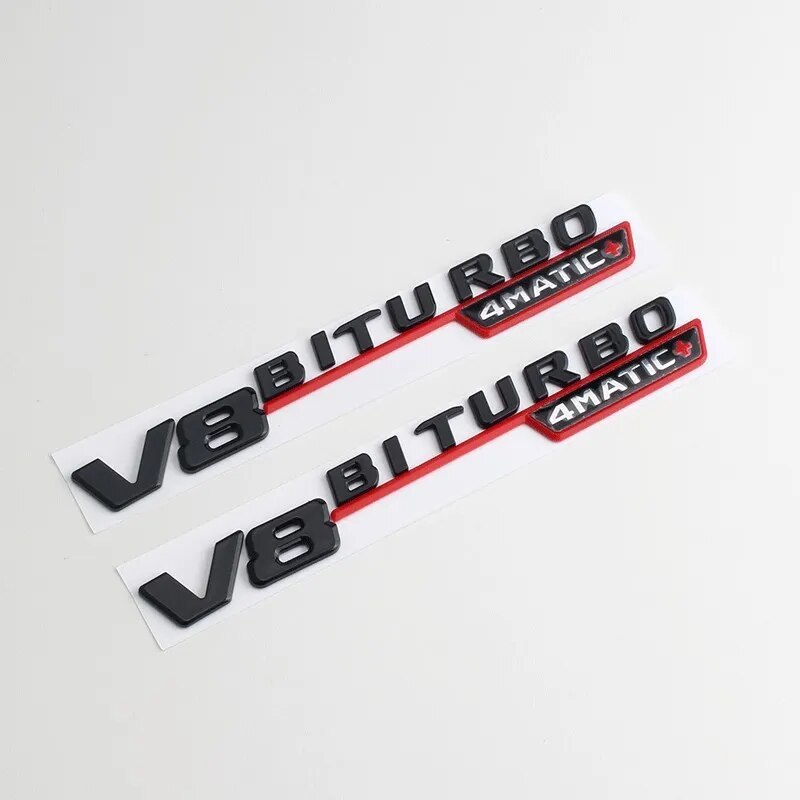 Car Side V8 BITURBO 4MATIC Emblem For Mercedes AMG C63S W205 E63S W212