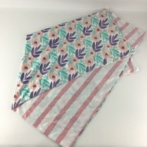 Lila Jack Baby Blanket Floral Striped Reversible Minky Pink White Lovey Nursery - $19.13