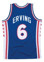 Julius Erving DrJ Custom Philadelphia Basketball Jersey Sewn Blue Any Size image 5