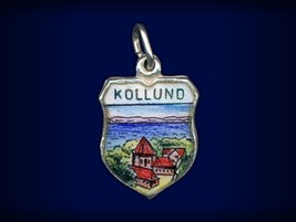 Vintage travel shield charm, Kollund, South Jutland, Denmark - $34.95