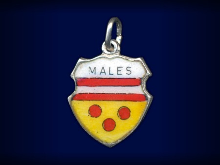 Primary image for Very Rare! Vintage travel shield charm, MISSSPELLED Mals, South Tirol, Italy