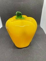 Yellow Glass Bell Pepper with Green Stem Faux Glass Vegetable - $12.59