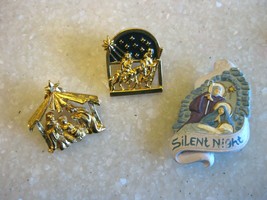 Lot 3 Religious Christmas Pin, Tack Pins Mary, Joseph, Baby Jesus, Silen... - $13.95