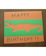 Alligator Happy Birthday blank Card, Handcrafted scrap happy card - $4.95