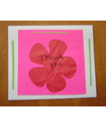 Pink Flower Thank You blank Card, Handcrafted scrap happy card - $4.95