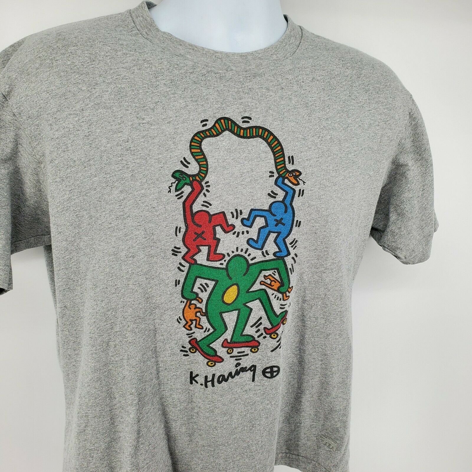 SPRZ NY Keith Haring T Shirt Size S Gray Art Snake Skateboard