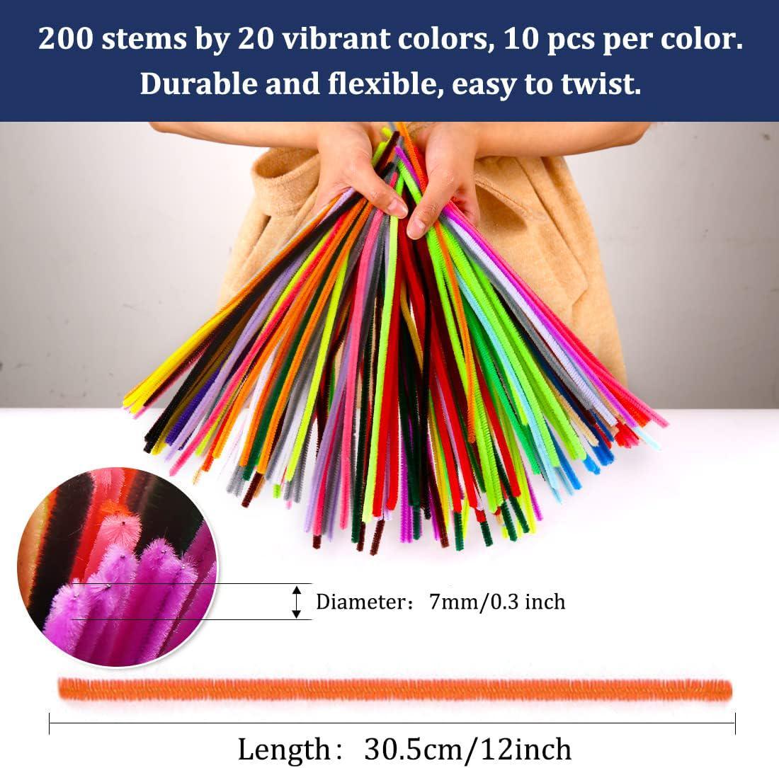 2400 Pcs Pipe Cleaners 24 Assorted Colors Chenille Stems Glitter