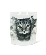Cat Jumbo Mugs Set of 4 Coffee Tea Ceramic 16 oz 3 Kitten Faces Grey Bla... - $58.40
