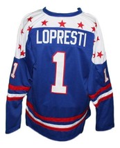 Any Name Number Team USA Canada Cup Hockey Jersey New Blue Lopresti #1 Any Size image 2