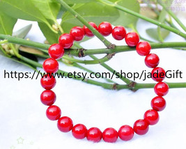 Free Shipping - good luck natural Red Coral Prayer Beads charm beaded bracelet - $23.99