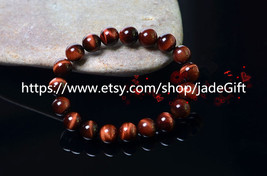 Free Shipping -  10mm red beaded bracelet Natural Red tiger eye STONE Prayer Bea - $19.99