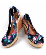 Womens Platform Wedge Shoe Material Girl Floral Cork Peep-toe Sandal Hee... - $23.36
