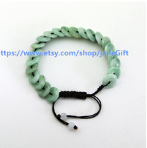 Free Shipping - Round Donuts green jadeite jade luck Button bracelet ,   Natural - $26.99