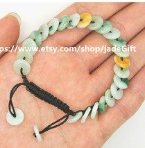 Free Shipping - green jadeite jade luck Button bracelet ,   Natural Green jadeit - $26.99