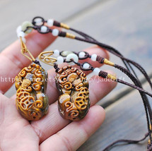 Free Shipping - good luck 100% Yellow Tiger eye stone carved Pi Yao Amulet Penda - $26.99