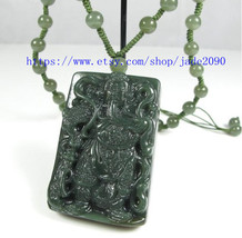 Free shipping - 100 % NATURAL Green jadeite jade carved &#39;&#39;Guan Yu&#39;&#39; char... - $23.99