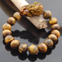 Free Shipping -  Natural Tiger eye stone PI YAO  charm  beaded Bracelet (adjusta - $25.99