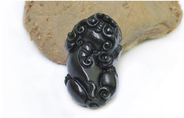 Free Shipping - good luck Real Natural black jade carved Pi Yao  Amulet ... - $19.99
