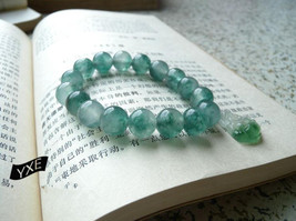 Free Shipping - 12MM Natural Green Jadeite Jade charm beaded jade beads Bracelet - $25.99