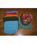 2 Crochet Candle Mat Square Blanket or Hot Plate Pad Handmade  - $10.00
