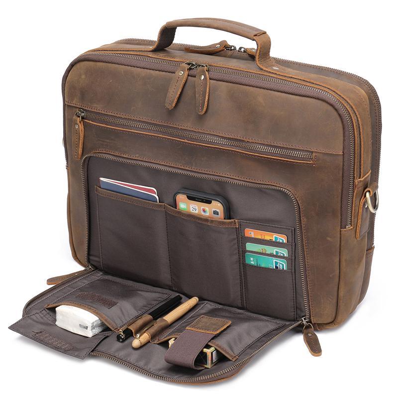 MAHEU's Top Quality Crazy Horse Leather Vintage Designer Laptop Bags