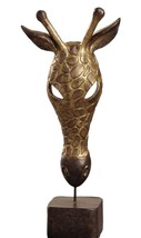 Giraffe Mask Statue 15.4" High Resin Wildlife African Table Shelf Copper Brown image 1