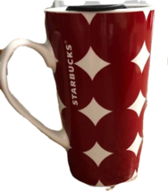 Starbucks Coffee Travel Tumbler 14oz. White W/red Dots &amp;Lid  - $26.71