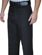 SMITTY | BKS-275 | Black Polyester Flat Front Official&#39;s Pants with BELT... - $64.99