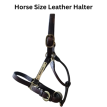 Leather Horse Size Halter Midnite High Brass Plate USED image 1