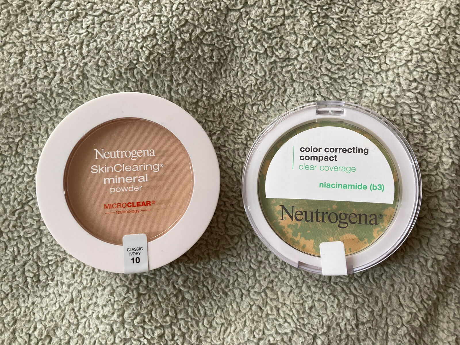 (2)Neutrogena Face Powders: Skin Clearing Mineral Powder +ColorCorrecting Clear  - $20.00