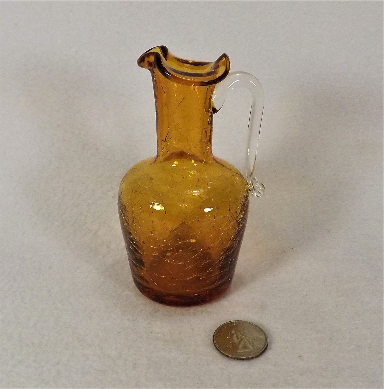 Vintage Amber Crackle Glass Miniature Pitcher Hand Blown – Attic and Barn  Treasures