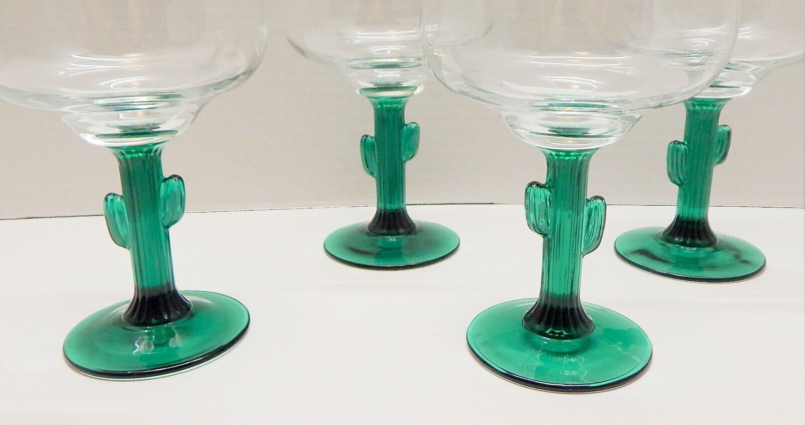 Margarita Glasses Set of 2 Cactus Libby Green Stem Glassware 