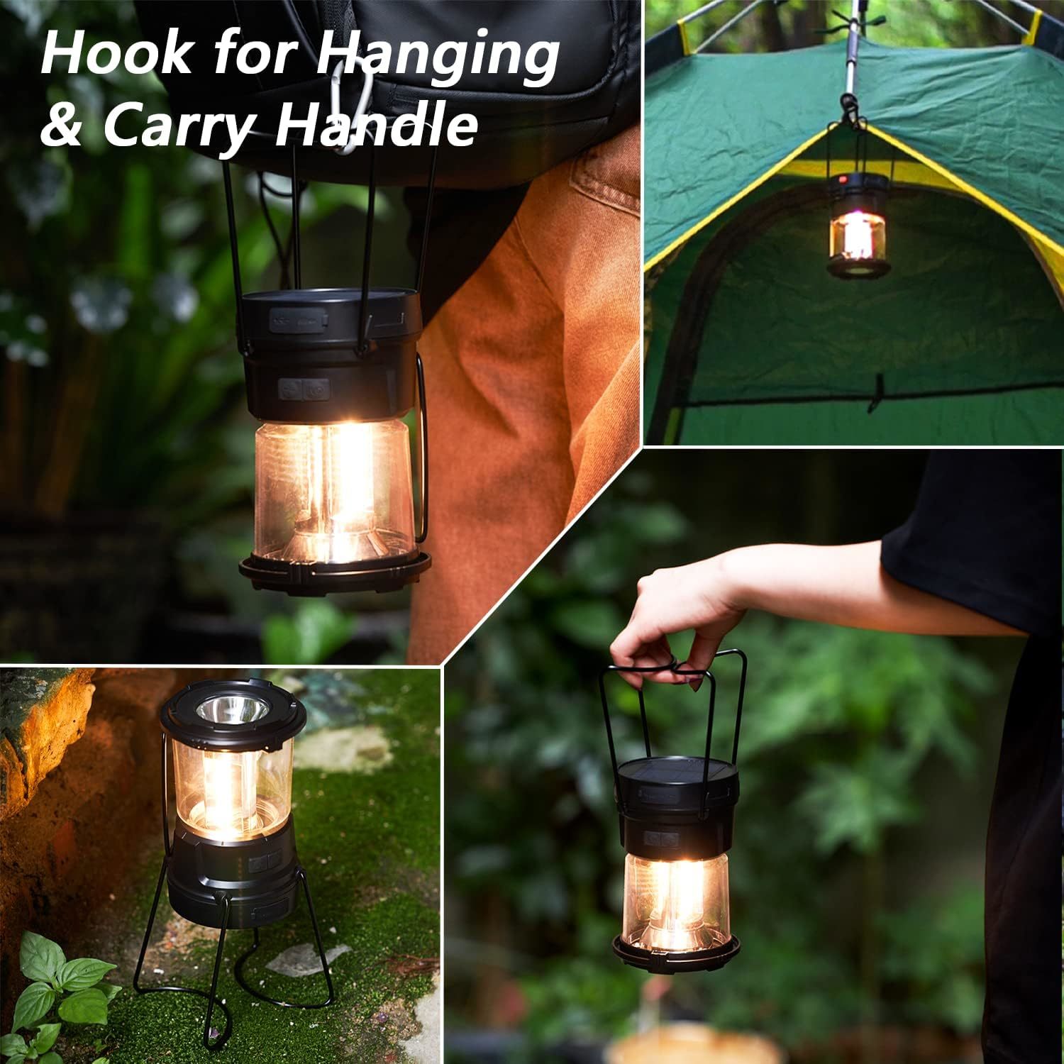  LED Camping Lantern for Power Outages: 3000mAh Solar