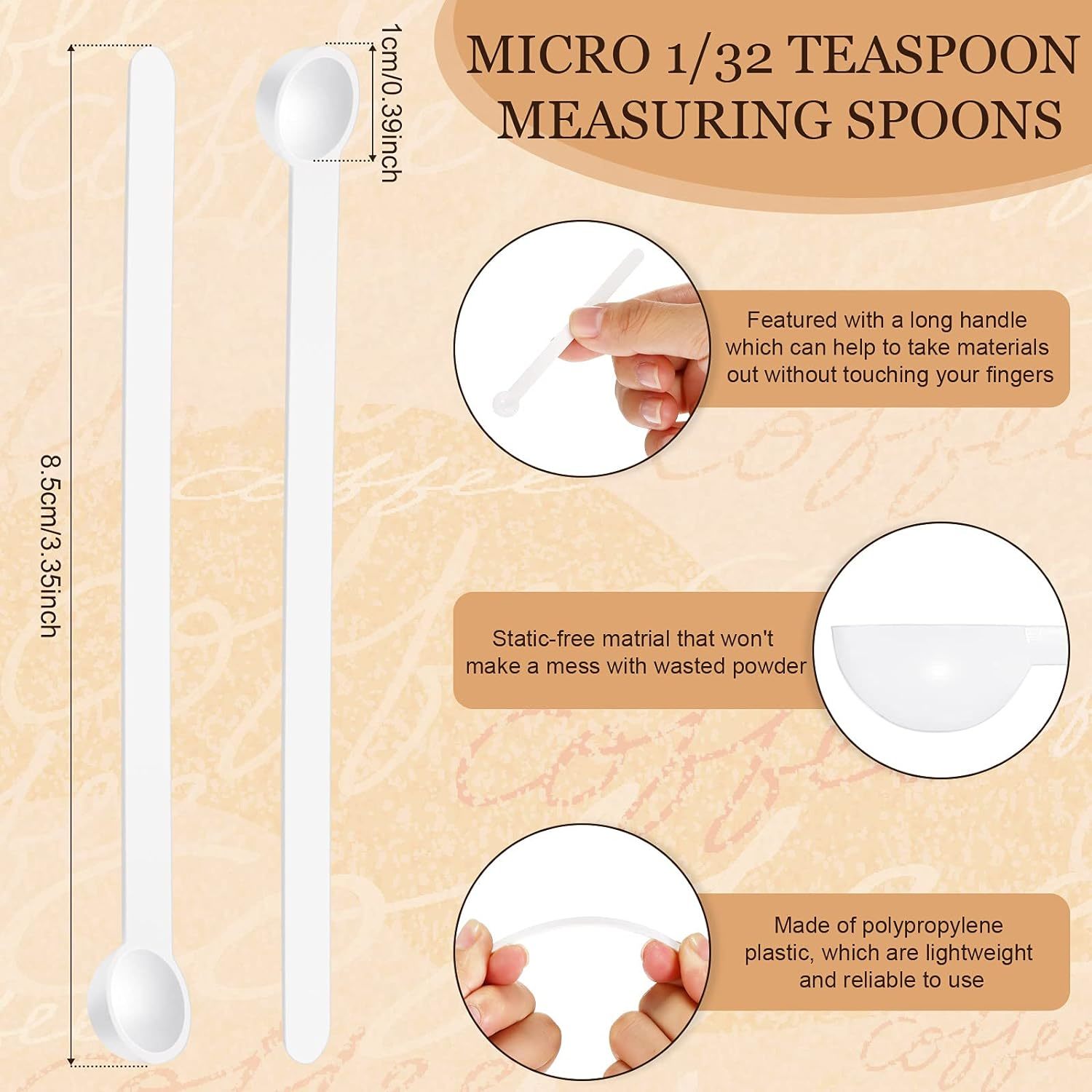  1/32 Teaspoon Micro Scoops 150 Milligram Mini Measuring Spoons  Tiny Little Plastic Scoop for Measuring Cosmetics, Medicines, Powders,  Glitter and Seasoning (White,16 Pieces): Home & Kitchen