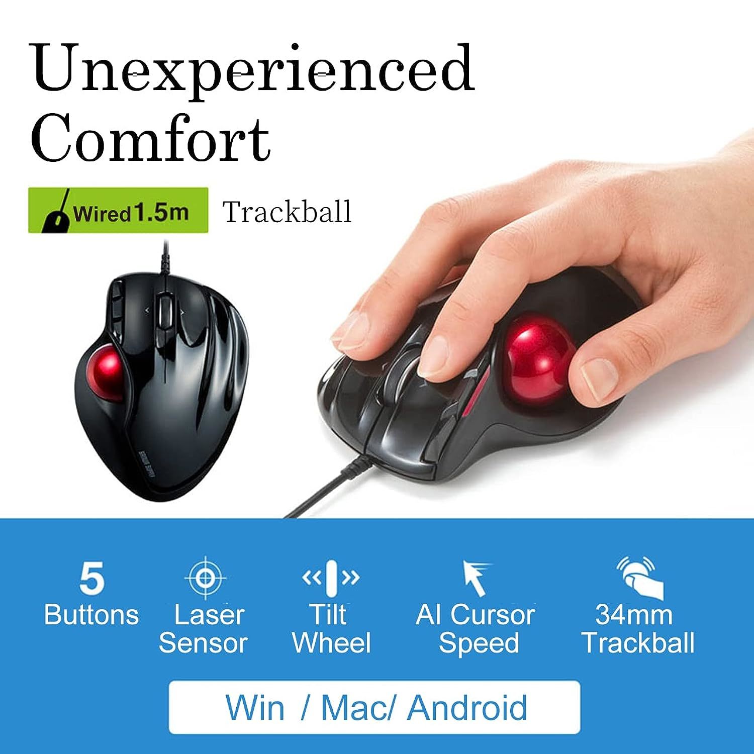 Sanwa Wired Ergonomic Trackball Mouse, and similar items