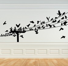 Birds on Power Lines - Vinyl Wall Art Decal - $46.00