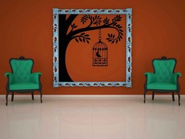 Silhouette of Tree Section with Bird Cage - Vinyl Wall Art D - $35.00