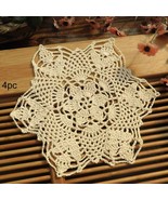 7 inch Beige Crochet Cotton Lace Table Placemats Doilies 4pc - $8.37