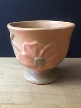 Vintage 50s Weller Wild Rose Pattern Low Footed Vase
