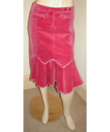 Anthropologie LOUIE Pink Stretch Cotton Corduroy Asymmetrical Western Sk... - $19.50